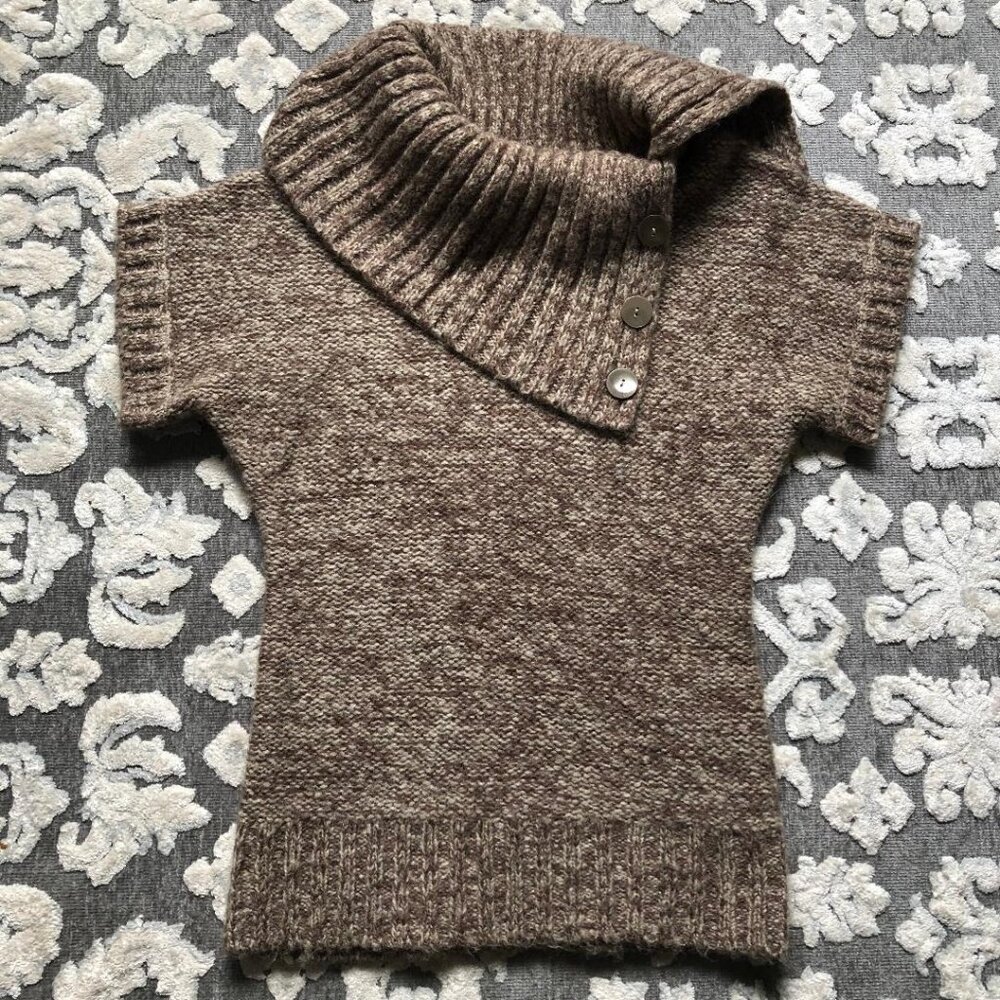 Like love, Brown & White knit, cowl-neck, wool/alpaca blend, sweater, Sz: Small